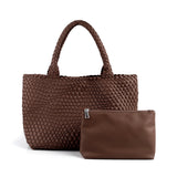 Maison LYORÉN Handwoven PU Leather Shoulder Tote | Large Women's Handbag with Inner Pouch