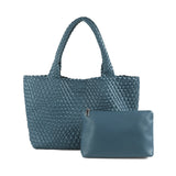 Maison LYORÉN Handwoven PU Leather Shoulder Tote | Large Women's Handbag with Inner Pouch
