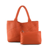 Maison LYORÉN handwoven PU tote bag back view