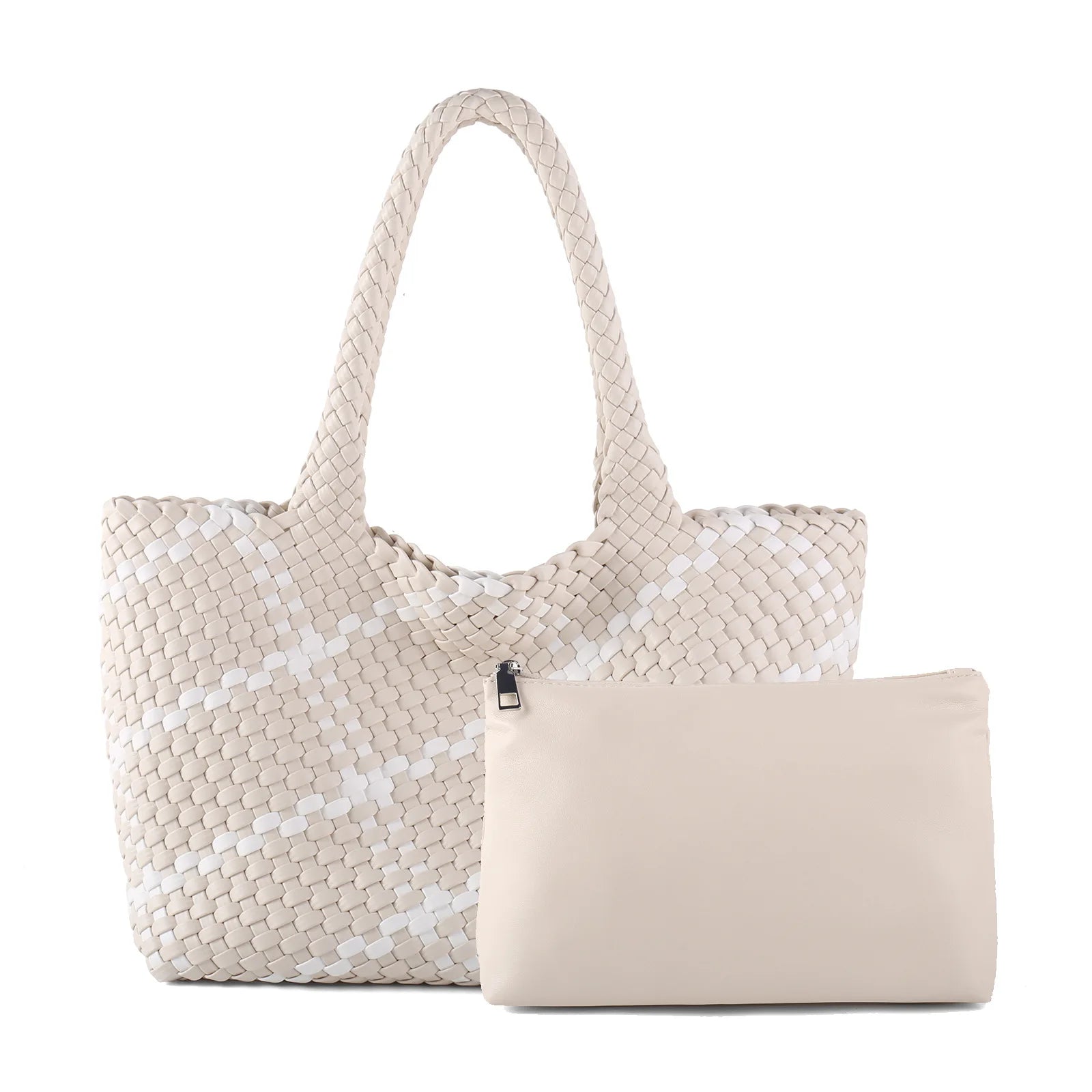 Handwoven PU tote bag in Pink variant — Maison LYORÉN