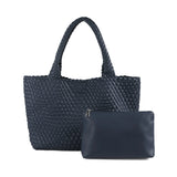 Maison LYORÉN Handwoven PU Leather Shoulder Tote | Large Women's Handbag with Inner Pouch