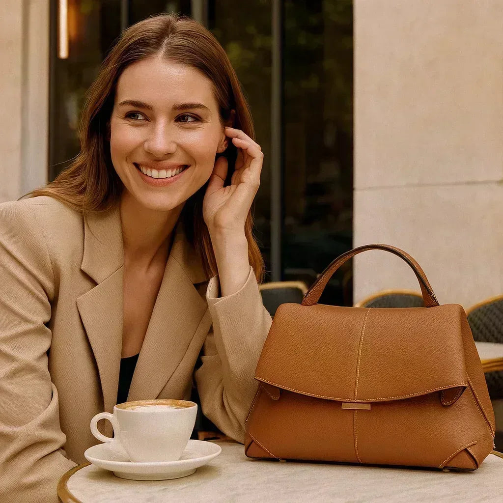 Nayomi Structured Leather Handbag - Maison LYORÉN