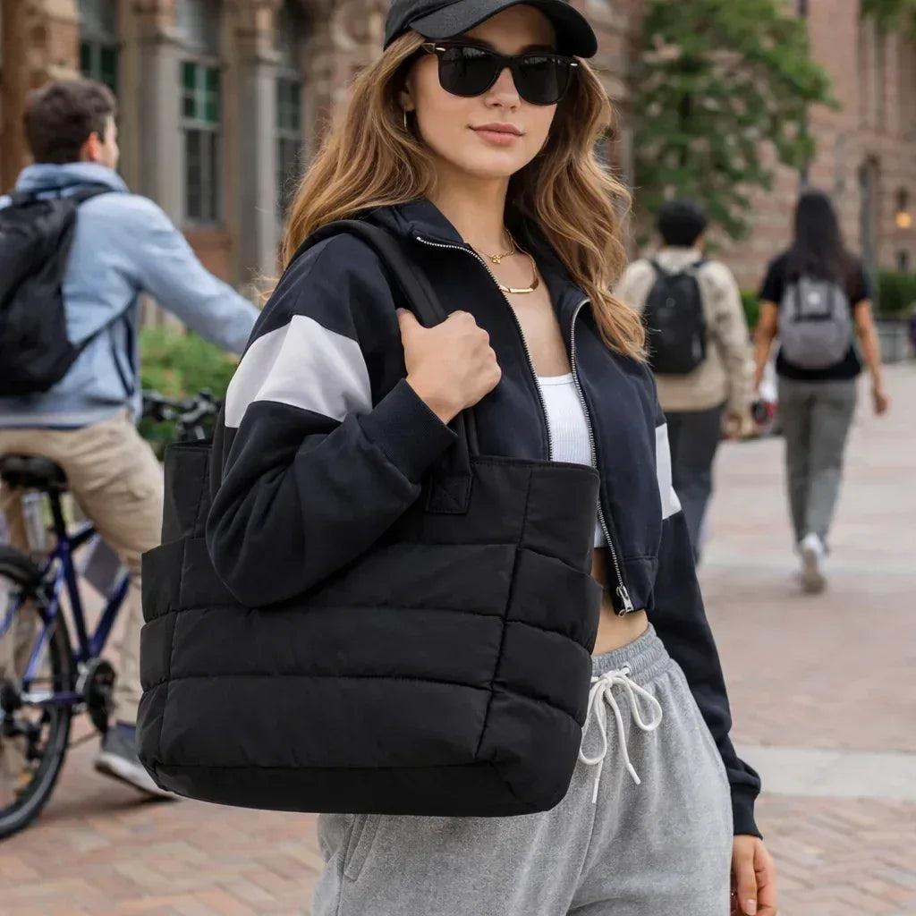 Maison Lyoren Puffer Laptop Tote Bag – Lightweight Quilted Work & Travel Bag for Women - Maison LYORÉN